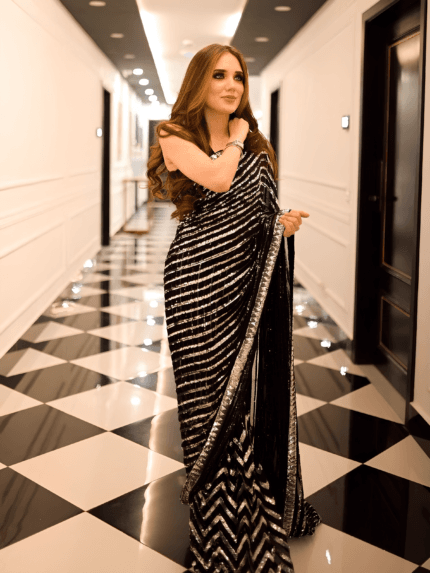 Bridal Black Chiffon Saree Hit Code