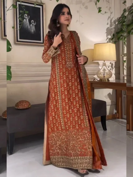 Haris Shakeel Chiffon Addawork 3 Piece Formal Dress