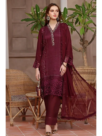 Guzel Maroon Formal Collection Chiffon Replica ON SALE