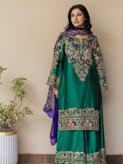 NUREH Raw Silk Lengha
